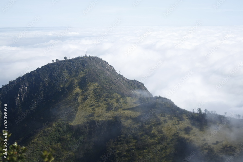 The scenery from the summit of Mount Lawu during the daytime, Central Java, Indonesia