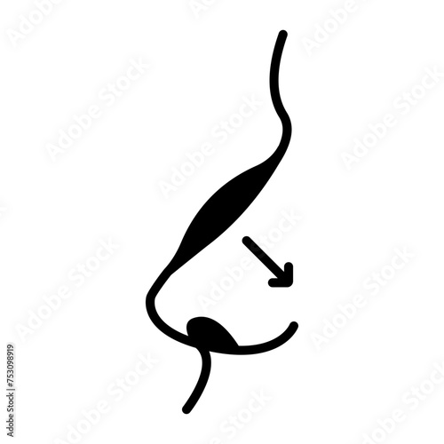 Rhinoplasty or Nose Job concept, Nasal Pyramid or Saddle-Shaped Fix vector icon design, Cosmetology or Cosmetologist Symbol, esthetician or beautician Sign, Beauty treatment stock illustration