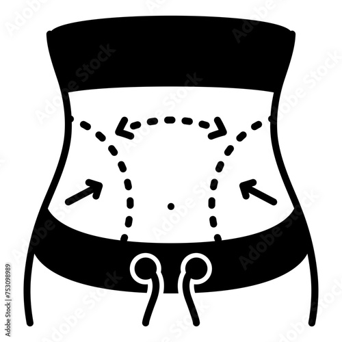 plastic surgeon makes incisions concept, removing fat between bellybutton and pubic hair vector icon design, Cosmetology or Cosmetologist Symbol, esthetician or beautician Sign, Beauty treatment stock