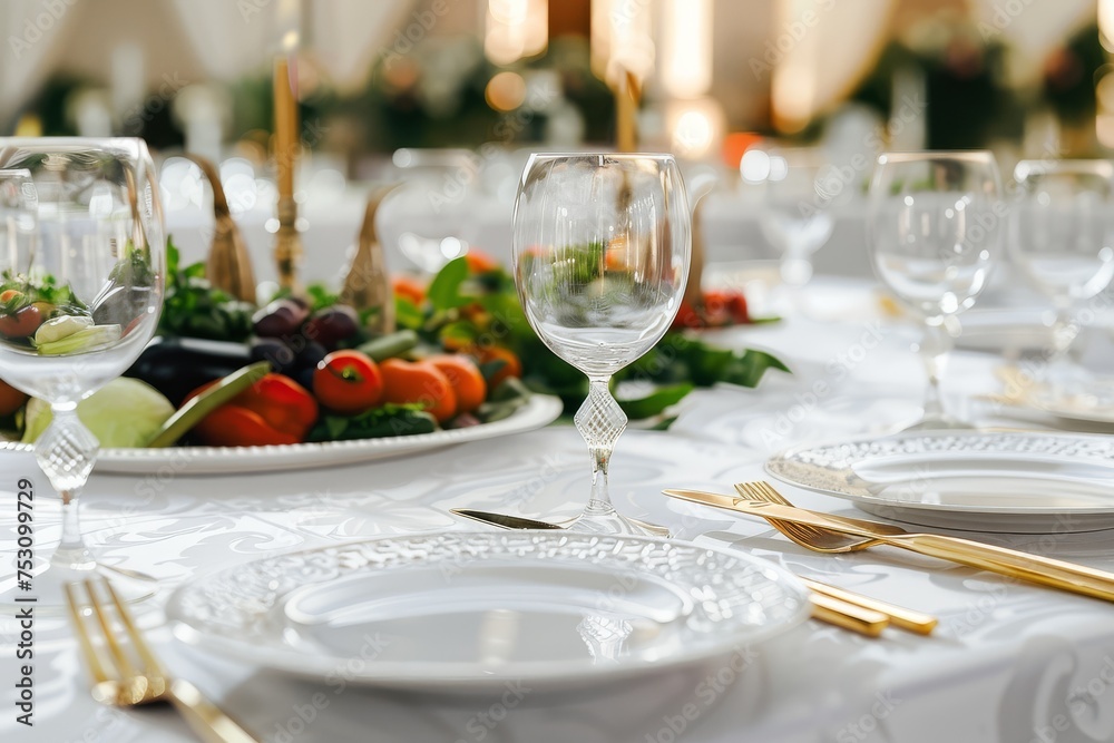 Elegant table setting with fresh vegetables on a banquet