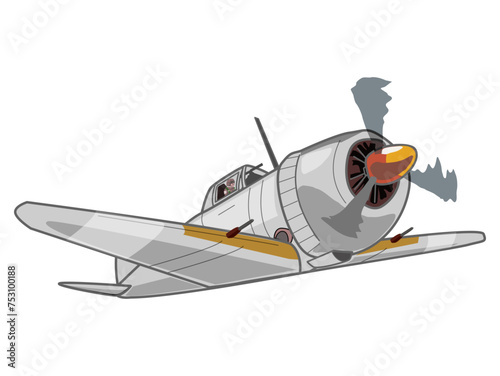 プロペラ機の戦闘機（銀色）