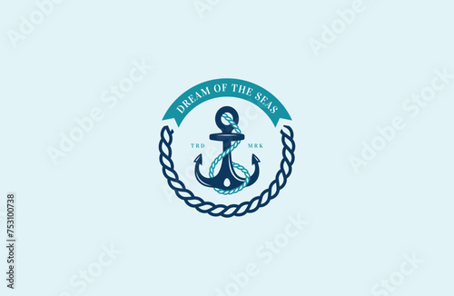 Vintage nautical anchor logo design template flat vector © Kashi
