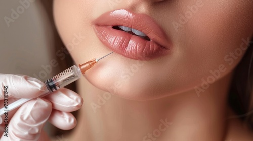 woman with nice lips injecting lips for natural thickness increase