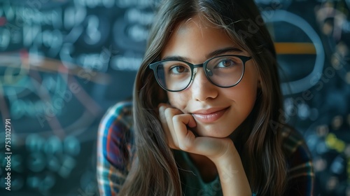 Confident young woman with glasses in close-up portrait