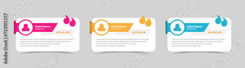 Simple customer feedback testimonial or client review quotation card element design