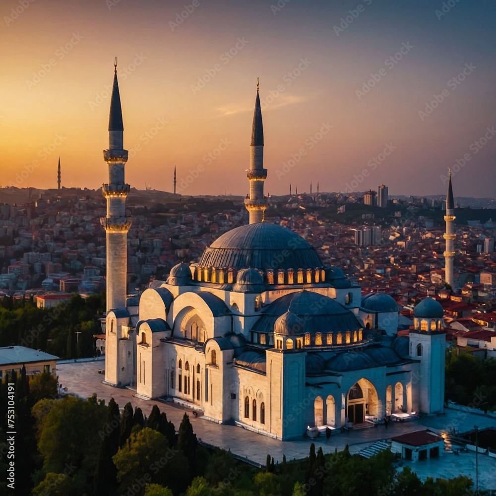 Fototapeta premium beautiful mosque at night city