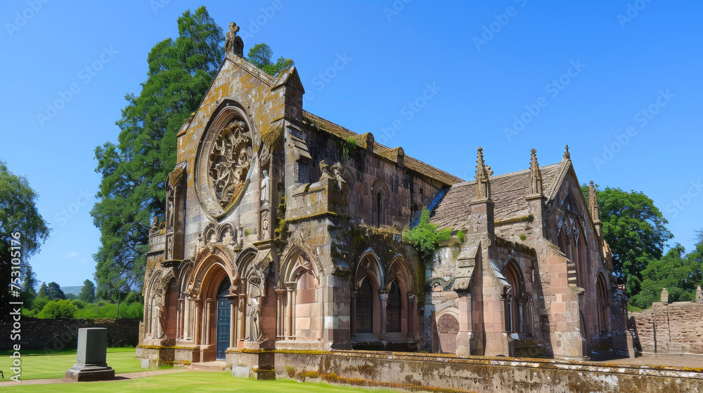 Fototapeta premium Enchanting Rosslyn Chapel Beneath a Pristine Sky