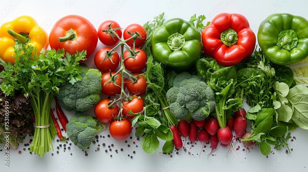 vegetables on white background top view
vegetables on white background top view