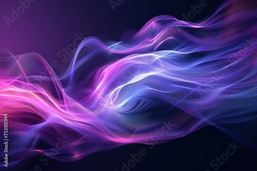 Purple pink blue abstract dynamic color flow wave black background grainy texture banner website header design