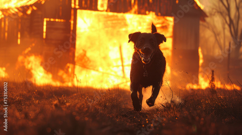 Inferno Evader: Brave Dog Flees Burning Barn