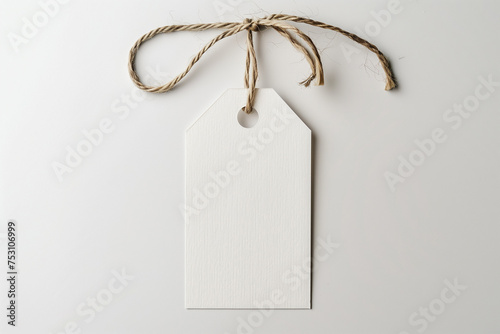 Blank White Tag with T-shirt on Clean Background