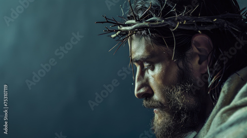 Messianic Portrait: Jesus Wearing Crown of Thorns photo
