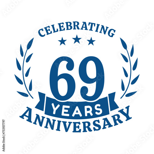 69th anniversary celebration design template. 69 years vector and illustration