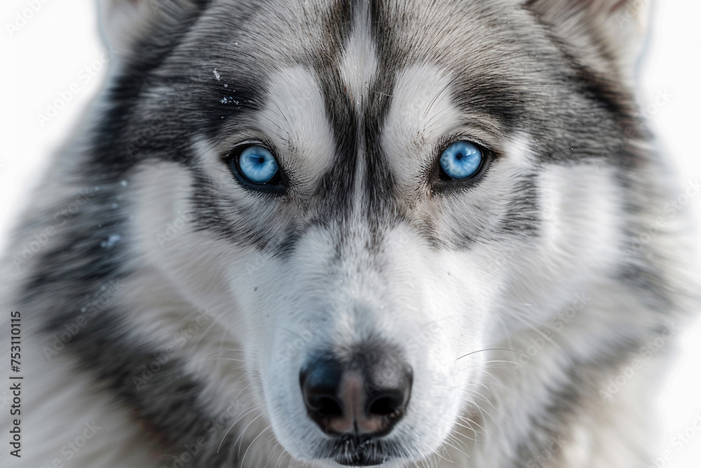 Majestic Siberian Husky with striking blue eyes, mesmerizing observers. Isolated on transparent background.  