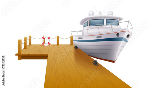 wooden pier dock for a yacht or boat vector illustration photo