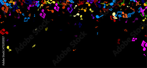 Colorful Music Notes on Black