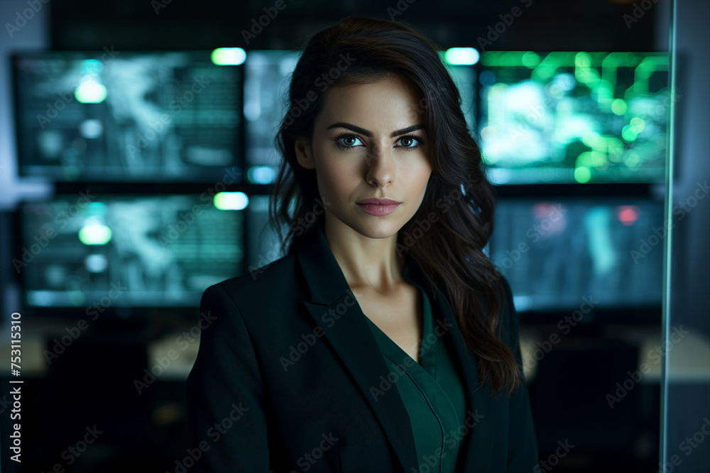 Fototapeta premium Business people programmers meeting conference against hackers criminals Generative AI