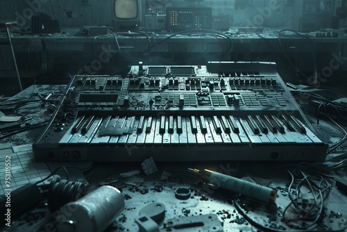 Forsaken keyboard in an empty lab advanced tech scattered