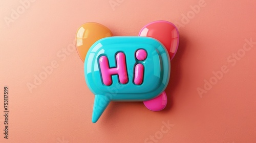 speech bubble with "Hi" text on it with solid colored background