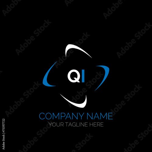 QI letter logo creative design. QI unique design. QI creative initials letter logo concept. QI letter logo design on black background.