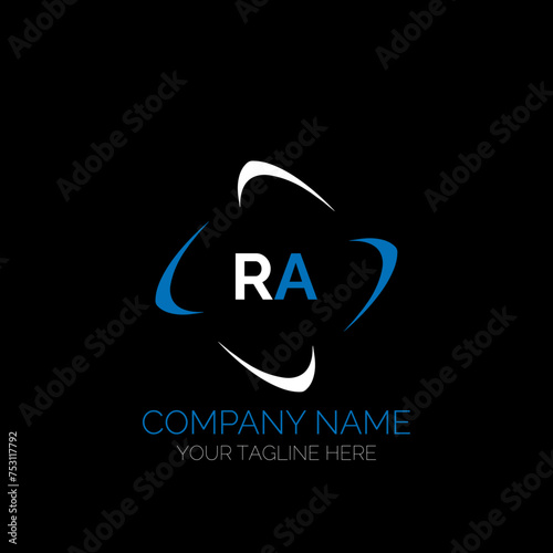 RA letter logo creative design. RA unique design. RA creative initials letter logo concept. RA letter logo design on black background.