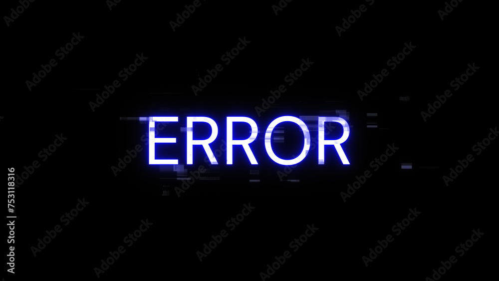 3D rendering error text with screen effects of technological glitches