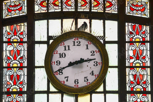 clock on the wall of the train station, haydarpasa istanbul photo