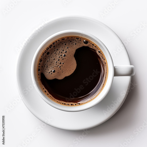 A delicious black coffee on white background
