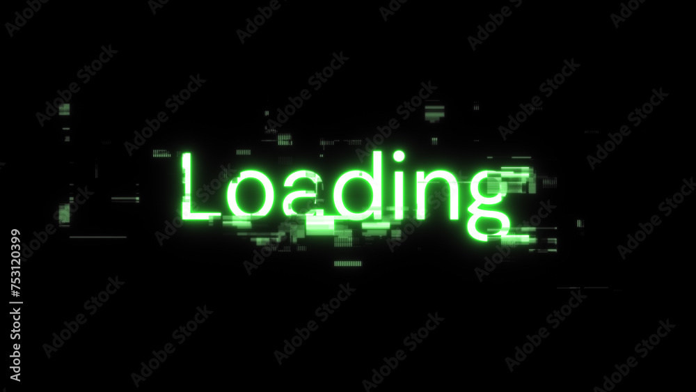 3D rendering loading text with screen effects of technological glitches 3D rendering loading text with screen effects of technological glitches