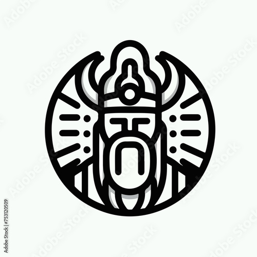 Head of a bearded viking with a formidable face in a helmet with horns Odin vector sticker logo tattoo.