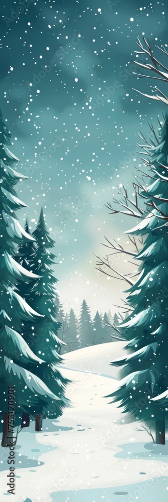 Wintergreen Banner in Snowy Landscape Generative AI