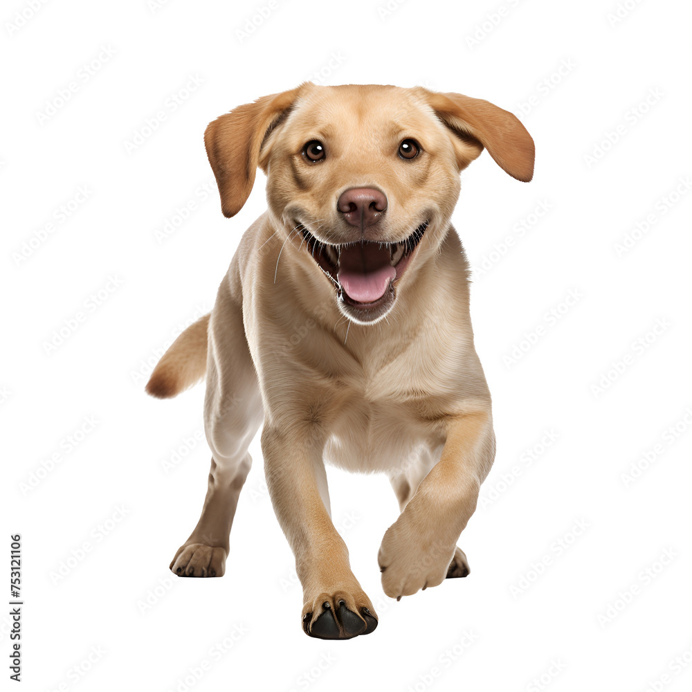 Running and playing, a happy Labrador Retriever dog in a full body photo, Isolated on Transparent Background, PNG Running and playing, a happy Labrador Retriever dog in a full body photo, Isolated on Transparent Background, PNG