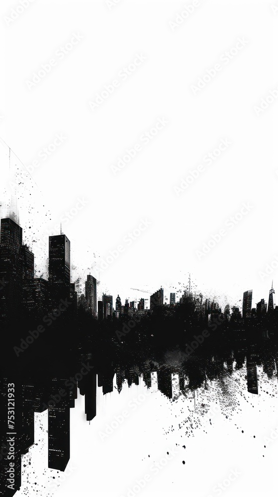 A stark black and white city reflection, ideal for thought-provoking book covers or artistic photography themes.