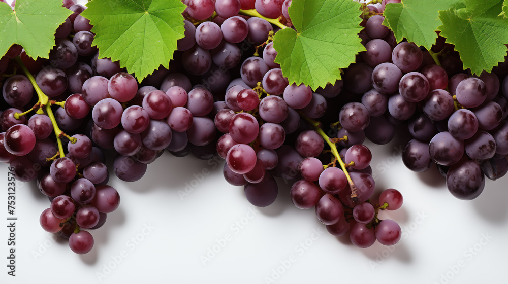 Fototapeta premium Fresh red grape bunches on a white background.