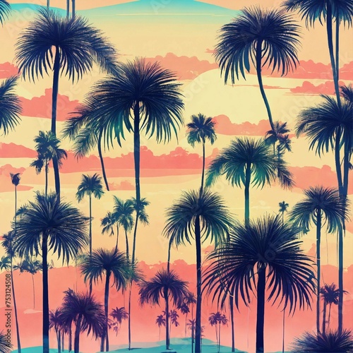 coconut trees isolated on colorful background. Beautiful coconut tree set vector illustration.