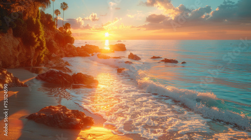 Sunset at Laguna Beach, Orange County, California.