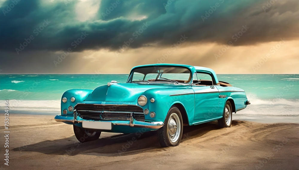 Naklejka premium old car in the desert
