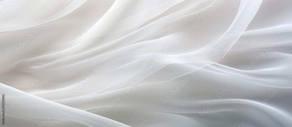 Obraz premium White curtain fabric texture Close up of sheer curtain surface