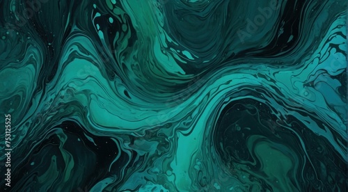 Abstract art teal blue green gradient paint background with liquid fluid grunge texture. photo