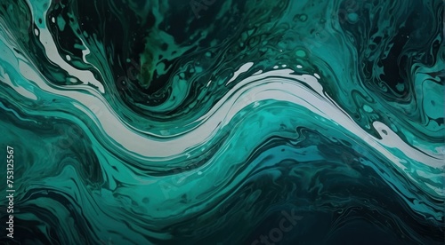 Abstract art teal blue green gradient paint background with liquid fluid grunge texture.