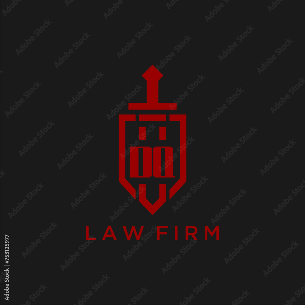 DQ initial monogram for law firm with sword and shield logo image