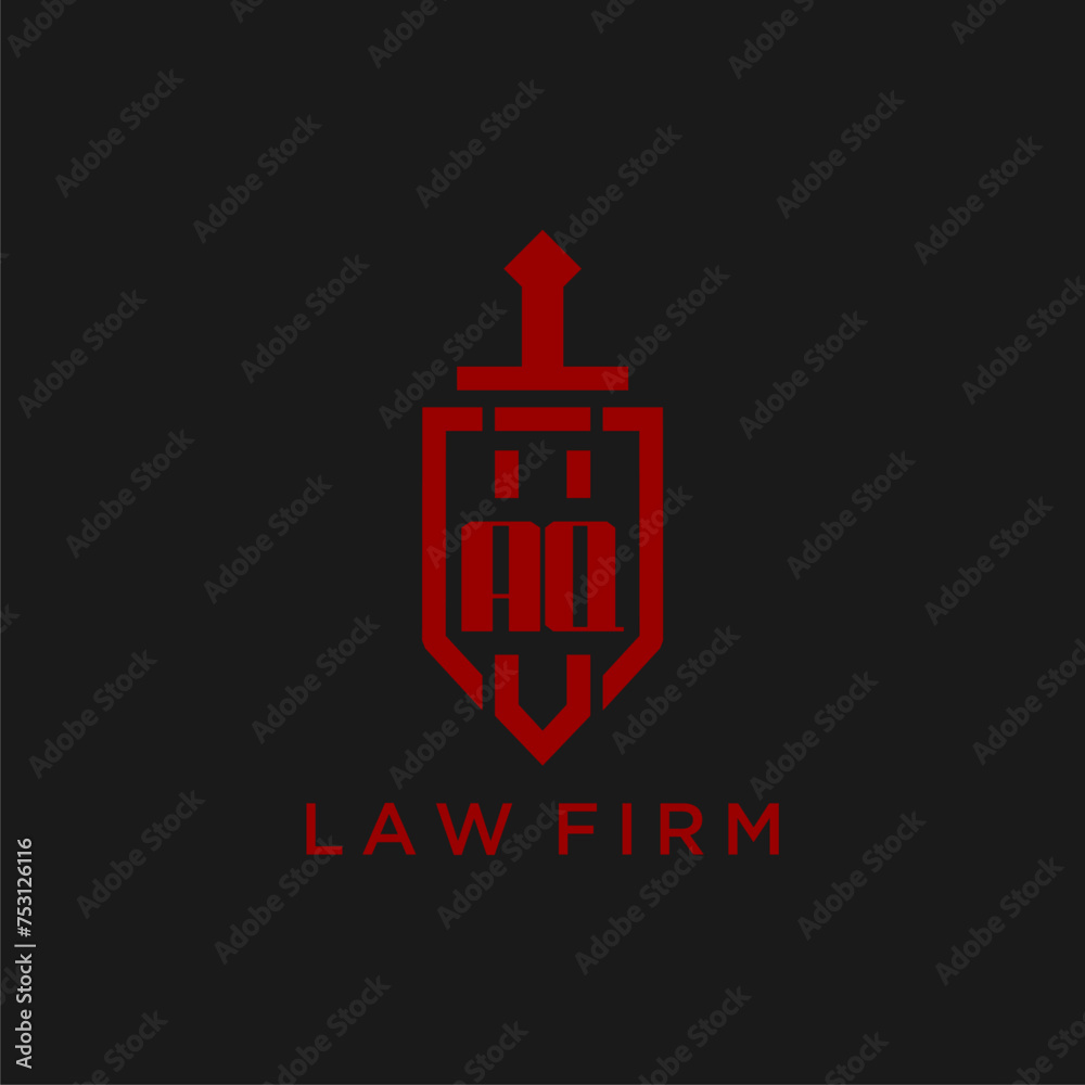 AQ initial monogram for law firm with sword and shield logo image