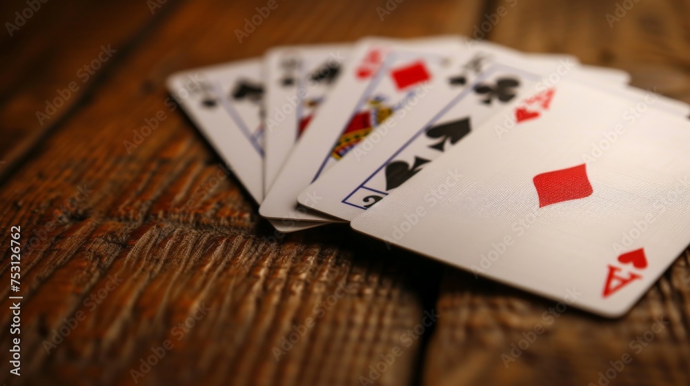 Five cards of poker in a hand. Five cards of poker in a hand.
