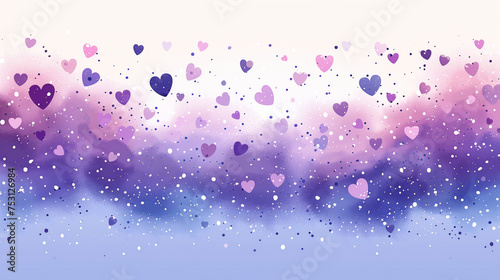 Background with small hearts in purple  pink and white shades