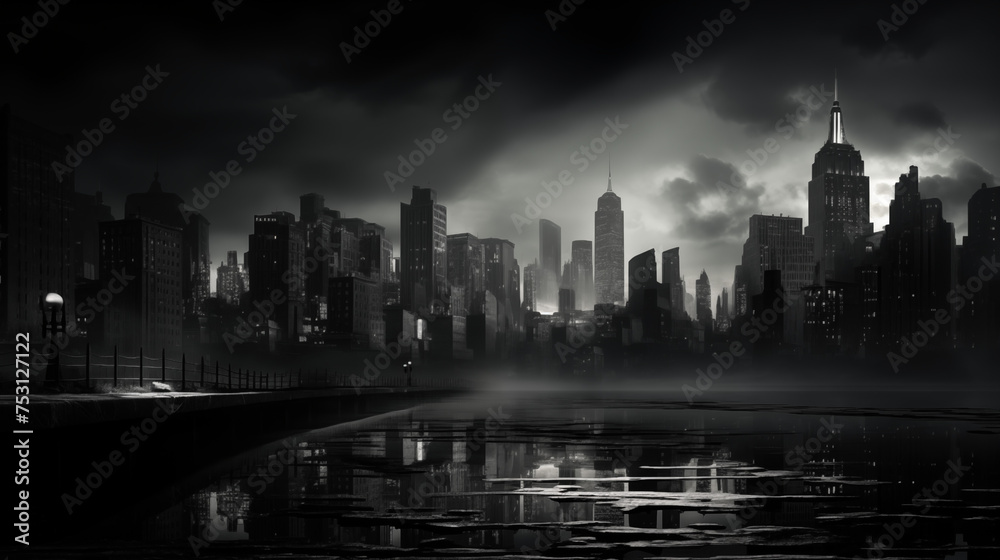 Gloomy Landscape of Sin City. Generative Ai