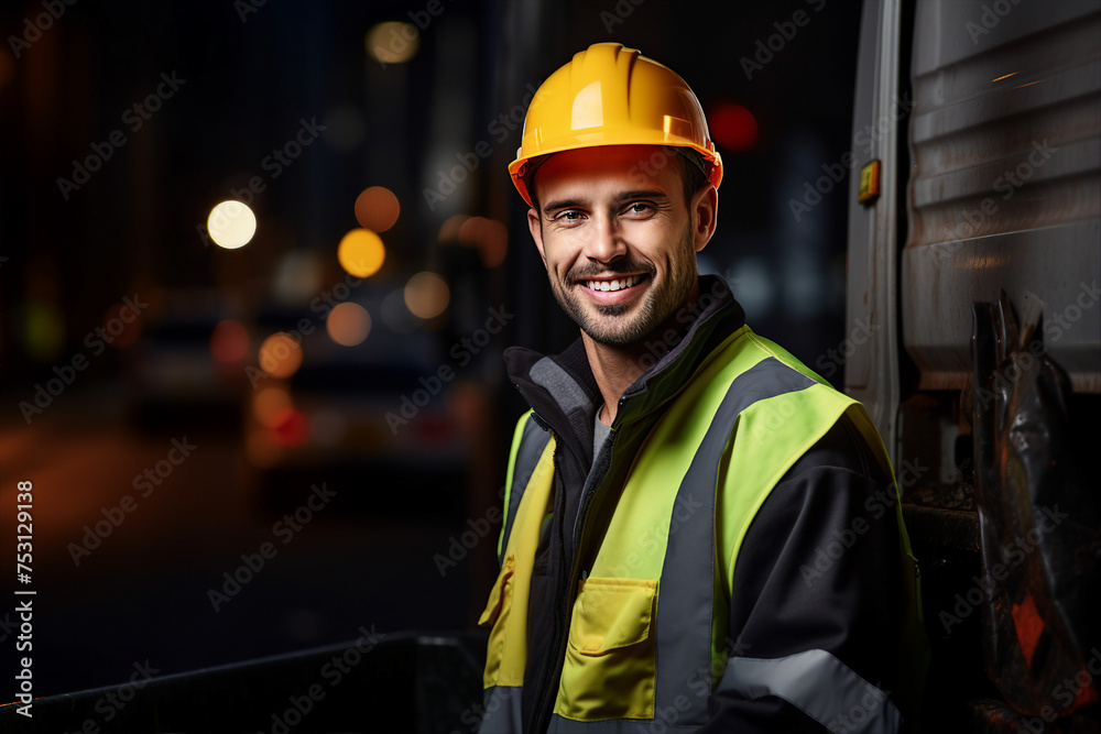 Generative AI picture of garbage removal service in work recycling clean city concept Generative AI picture of garbage removal service in work recycling clean city concept