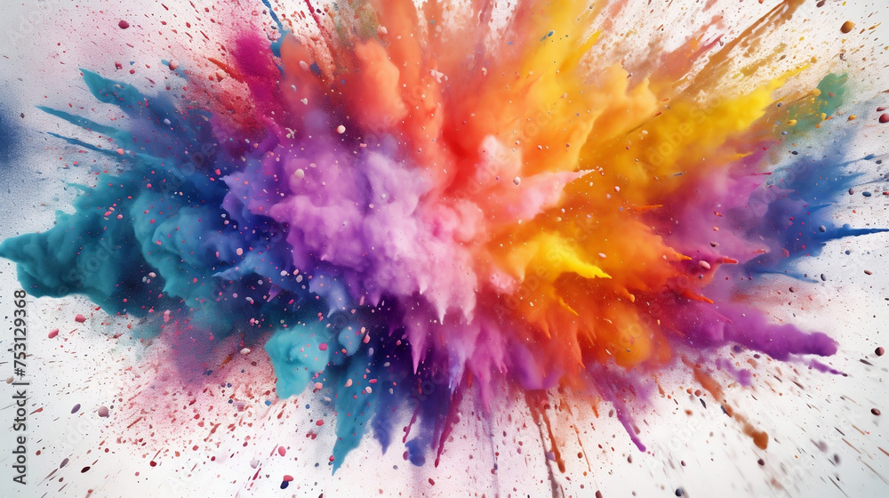 Fototapeta premium colorful dust explosion on white vibrant color