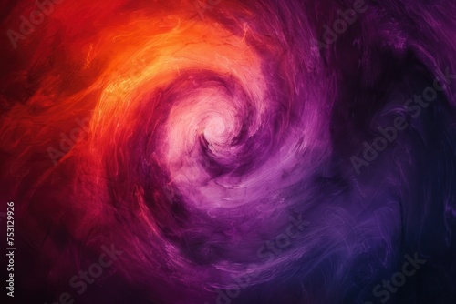 Dark vibrant color gradient poster background, red orange purple blurred swirl on dark, grain texture effect