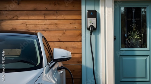 Electric Car Charging at a Public Charging Station
