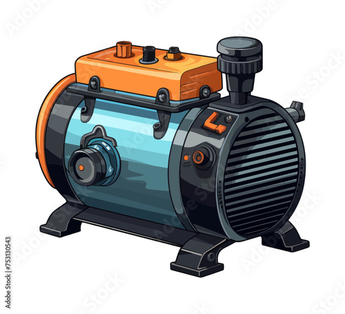 Cartoon Air Compressor. Vector Illustration